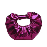 Candy Color Metallic Silver Clutch Pleated Shoulder Bag Luxury Designer Tote