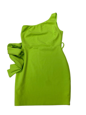 Neon Green One Shoulder Dress