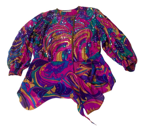 Vintage Multicolored Sequin Embellished Top