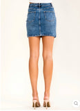 Rhinestone Bling Heart Embellished Denim Skirt