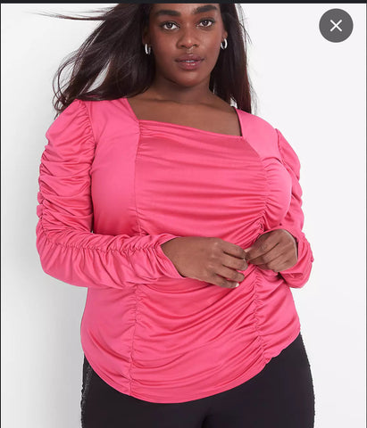 Hot Pink Ruched Blouse