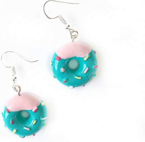 Iced Blue Donut Earrings