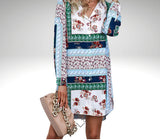 Multicolored Button Down Shirt Dress