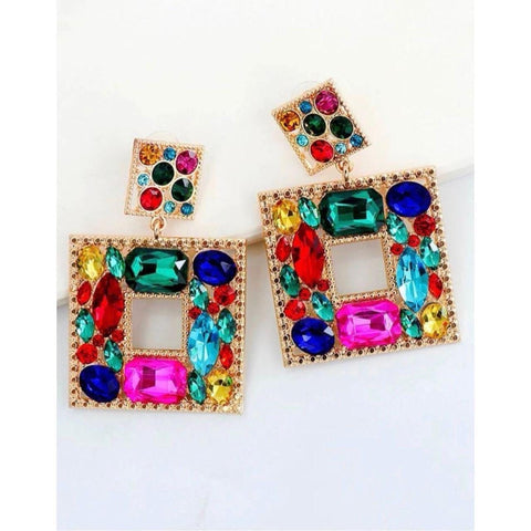 Bejeweled Square Statement Earrings