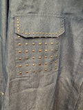 Blue Studded Chambray Blouse