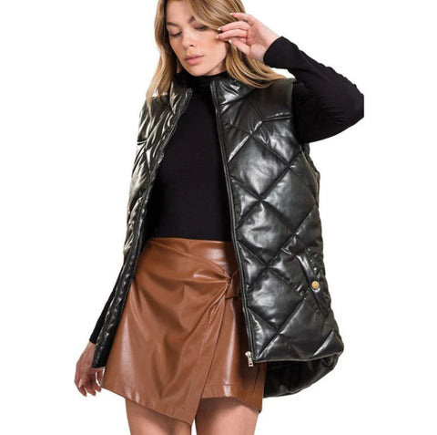 Vegan Leather Puffer vest