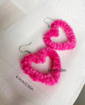 Fuzzy Heart Hoop Earrings