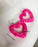 Fuzzy Heart Hoop Earrings