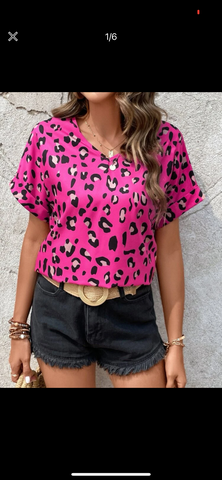 Pink Cheetah Patterned Blouse