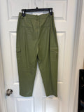 Green Faux Leather Cropped Pants