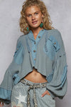 Contrast Cropped Jacket with Raw Edge Detail
