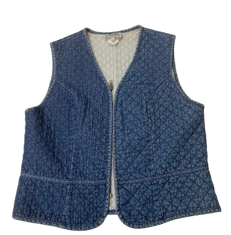 Vintage Denim Quilt Textured Vest