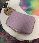 Lavender Quilted Crossbody Bag