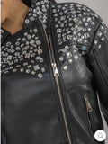 Rhinestone Embellished Moto Jacket