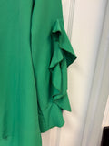 Green Ruffled Tulip Sleeve Blouse