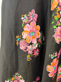Floral Patterned A-Line Satin Skirt