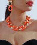Chain Link Necklace And Earrings Set