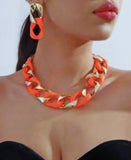Chain Link Necklace And Earrings Set