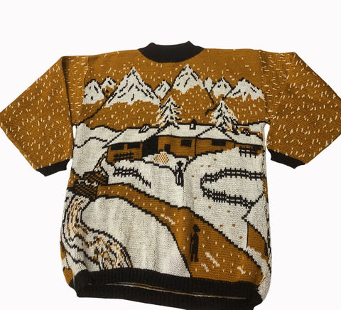 Vintage Winter Scene Graphic Sweater