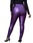 Plus Size Purple Faux Leather Leggings