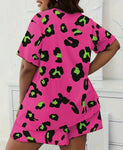 Neon Cheetah Patterned 2 Piece Shorts & T-Shirt Set