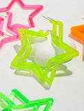 Neon Star Shaped Hoops