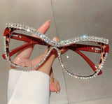 Rhinestone Studded Cat Frame Glasses