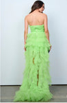 Neon Green Tulle Ruffled Hi-Lo Dress