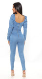 Cut Out Denim Jumpsuit