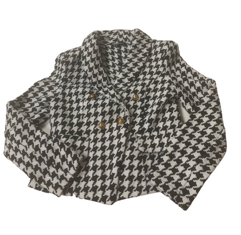 Houndstooth Patterned Pea Coat