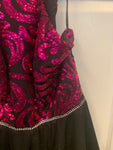 Hot Pink Black Vintage Strapless Gown