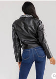 Rhinestone Embellished Moto Jacket
