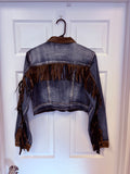 Denim Faux Leather Fringe Jacket