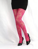 Hot Pink Lace Floral Tights