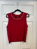 Red Rhinestone Neckline Tank