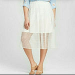 White Mesh Detail Skirt