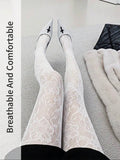 White Floral Patterned Tights