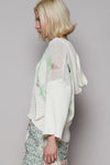 Distressed Lace-Up Star Pattern Hooded Hooded Sweater