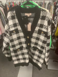 Philosophy Houndstooth Patterned Cardigan Sweater