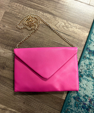 Hot pink Envolope Crossbody Bag
