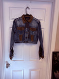 Denim Faux Leather Fringe Jacket