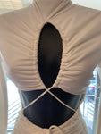 Ruched Cream Cut Out Dress