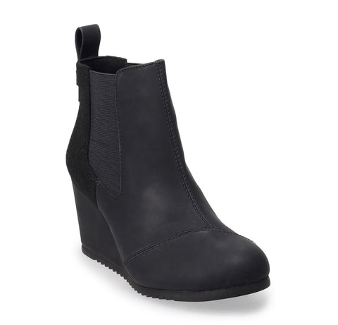 Preowned-Tom's Bailey Wedge Heel Booties