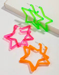 Neon Star Shaped Hoops