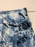 Blue Graffiti Patterned Biker Shorts