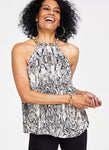Inc Snakeskin Patterned Chainlink Sleeveless Blouse-NWT Preowned