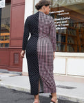 Houndstooth Patterned 2 Toned Dress