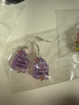 Mental Instability Grave Stone Earrings