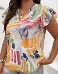 Multicolored Watercolor Patterned Blouse
