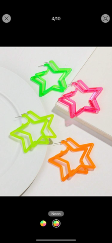 Neon Star Shaped Hoops